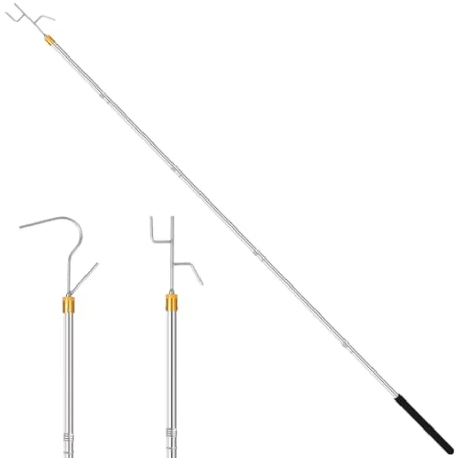 

Clothes Hook Pole29-71 Inch Adjustable Extension with Hook Bar.Suitable for Clothes Hanger Rod Christmas light Hanging Flowerpo