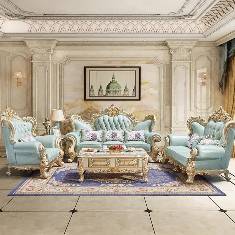 

Designer Luxury Living Room Sofa Genuine Leather European Relaxing Living Room Sofa Elegant Bedroom Muebles Salon Furniture