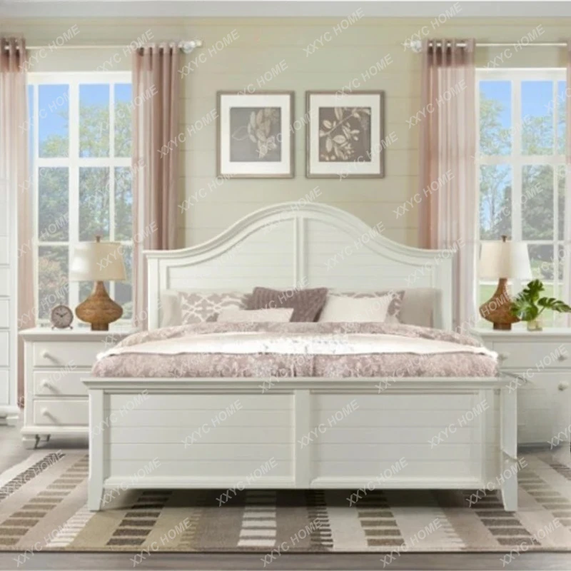 

Кровать двуспальная Country White из массива дерева, простая, в стиле лёгкой роскоши, модная, для спальни, в стиле принцессы