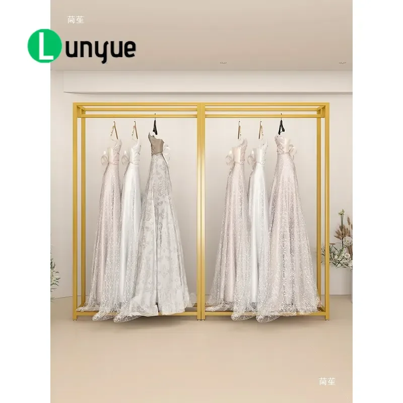 Wrought Iron Clothing Display Rack for Hanfu Wedding Dress Store Photography Simple Floor Standing Hanger for Men Women