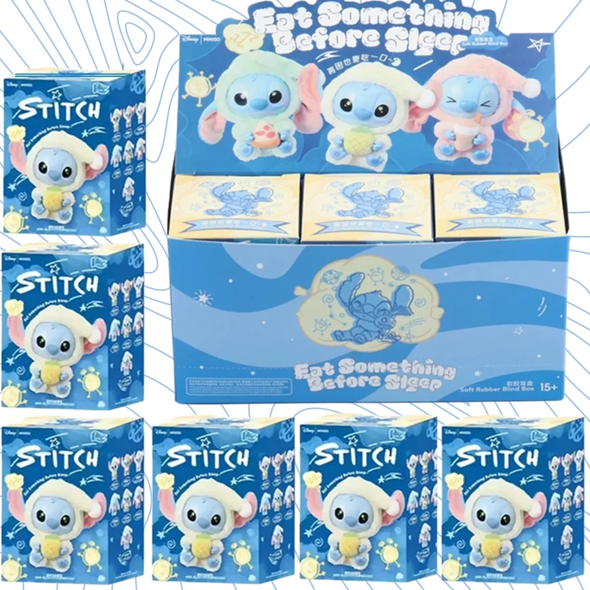 Disney Nuevo Stitch Muñeco de Peluche Caja Sorpresa Serie Comer Antes de Dormir Bolsa Colgante de Vinilo Lindo Juguete Misterioso