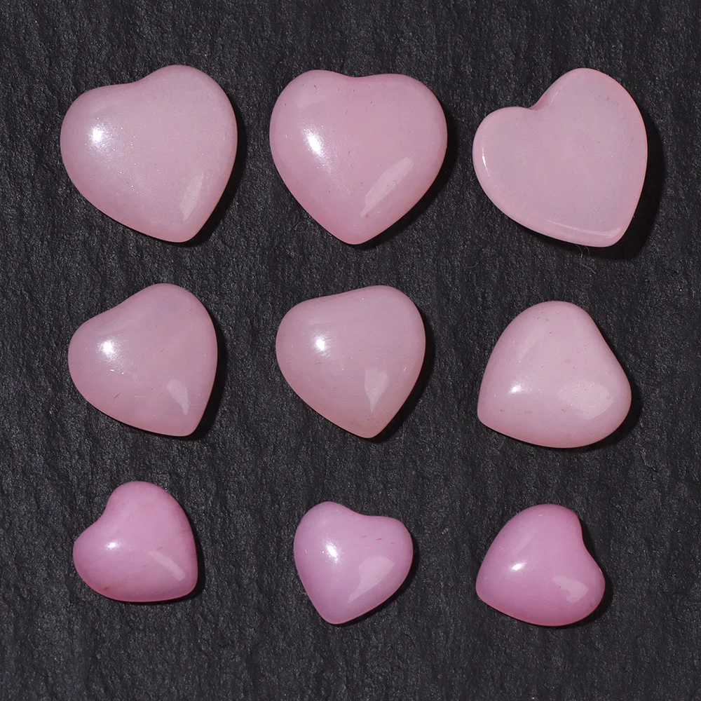 Natural Stone Cabochon Heart Shape Semi-precious Rose Quartzs Tiger Eye Jade Cameo For Jewelry Making Ring Earrings Bracelet DIY