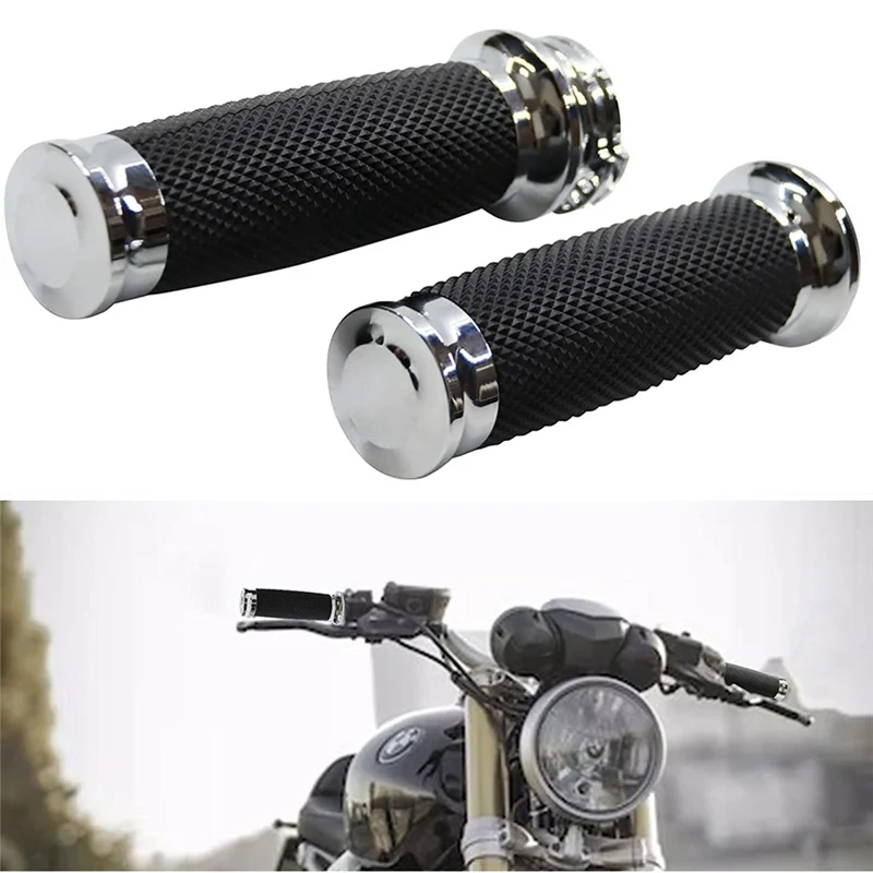 Universal 1In 25Mm Hand Grips Motorcycle Handle Bar Handlebar for Harley Touring Sportster 883 1200 XR for Suzuki Silver