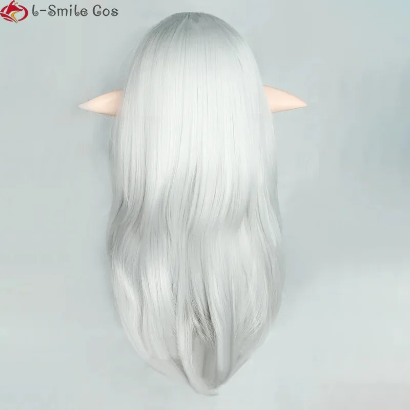 FF14 56 سنتيمتر طويل Estinien Varlineau شعر مستعار تأثيري Estinien Varlineau الفضة شعر مستعار أبيض مع الأذن مقاومة للحرارة الشعر أنيمي FFXIV الباروكات