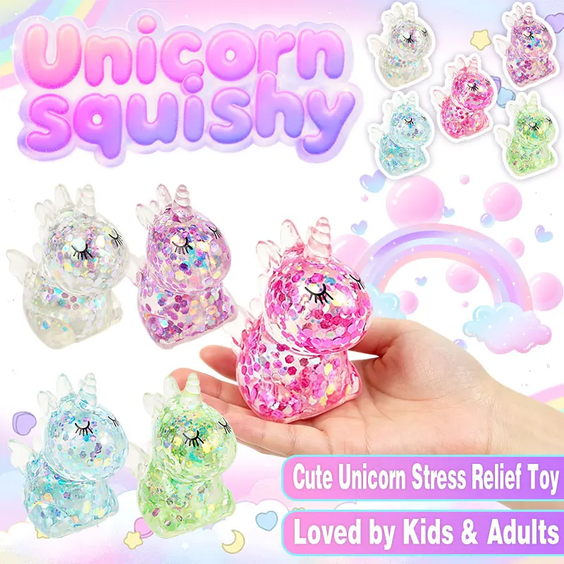 Colorful Unicorn Squishy Toys Kawaii Stress Relief Squeeze Balls Fidget Sensory Toys Super Soft Slow Rebound Birthday Party Gift