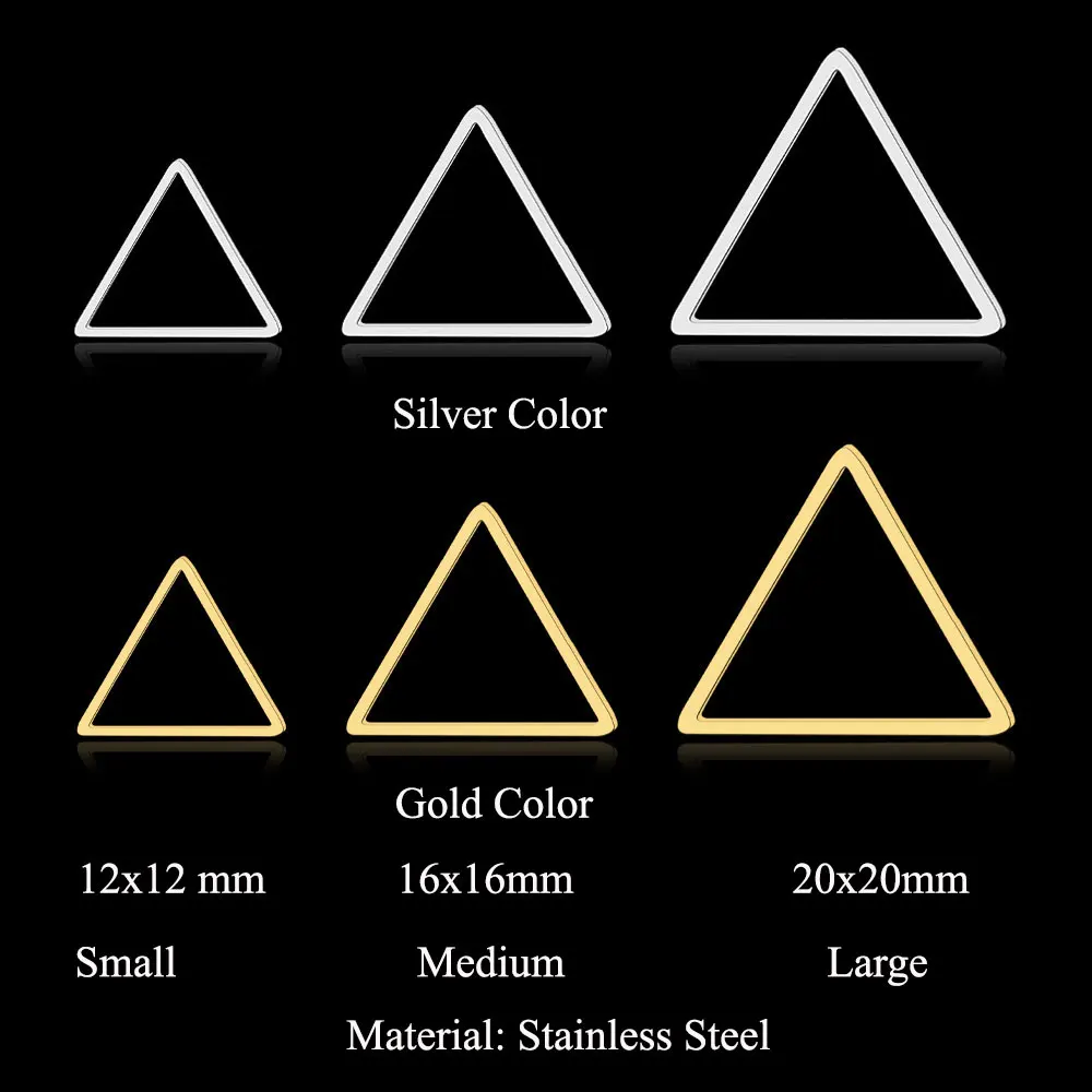 10pcs/Lot Stainless Steel Hollow Geometric Square Circle Triangle Charms Wholesale DIY Minimalist Jewelry Connector Charm