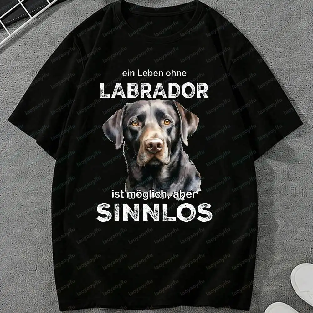 Camiseta alemana Labrador Retriever para hombre con cita divertida "Ein Leben Ohne Labrador", camisetas gráficas, camisetas informales de algodón, camisetas para amantes de los perros