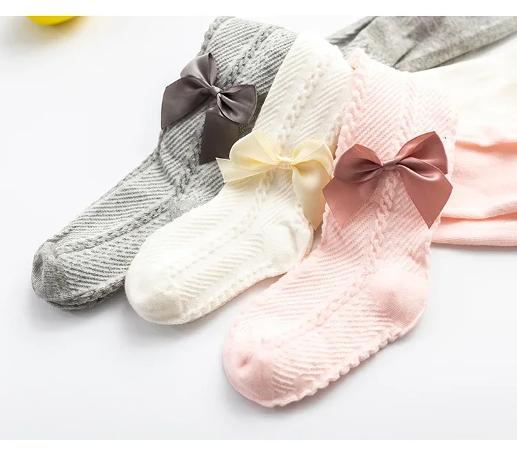 0 To 4 Years Spring Autumn Baby Girls Tights Beautiful Bowknot Mesh Pantyhose For Infants Newborns Toddlers Cotton Tight For Kid