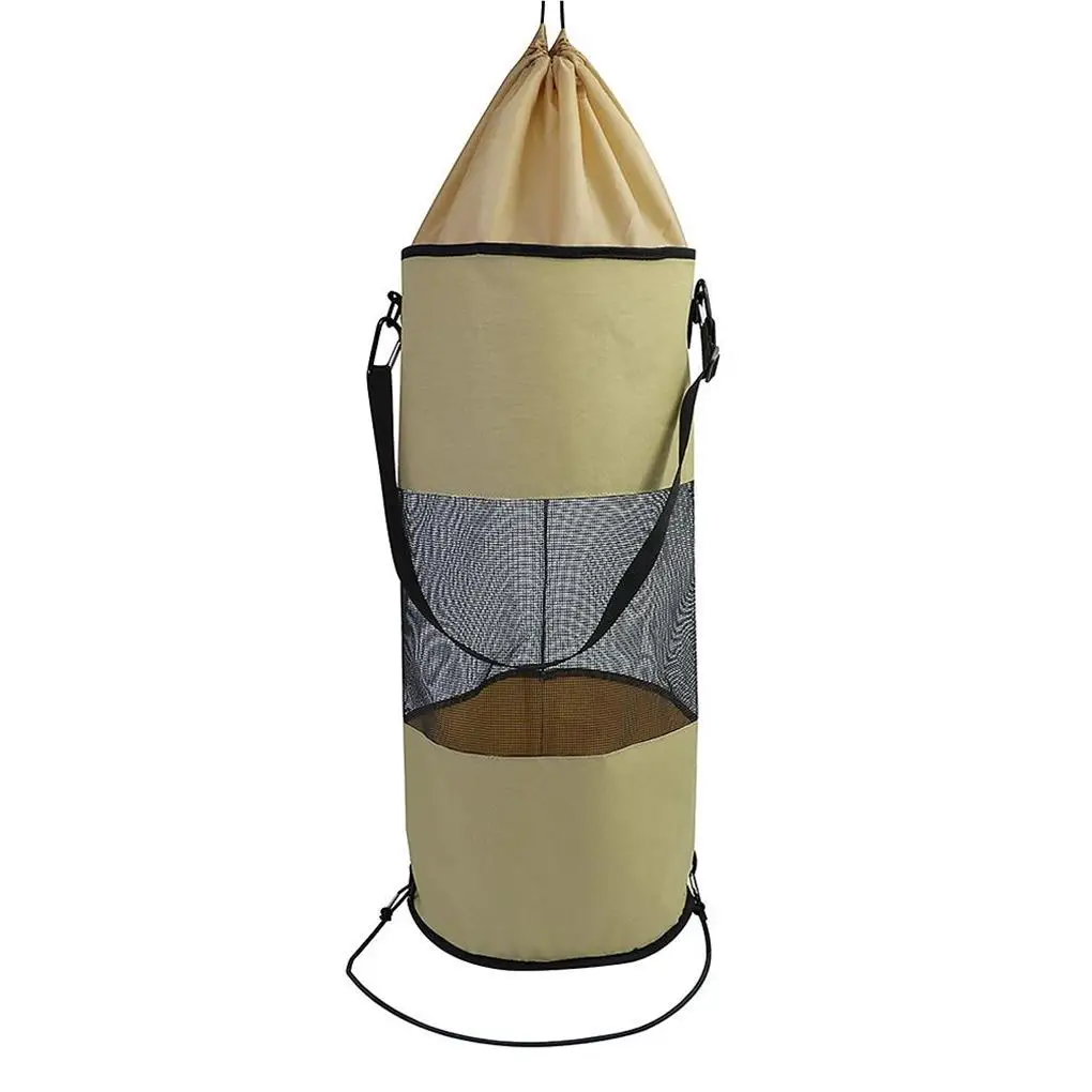 

Boat Trash Bag with Drawstring Mesh Breathable Container Holder Khaki