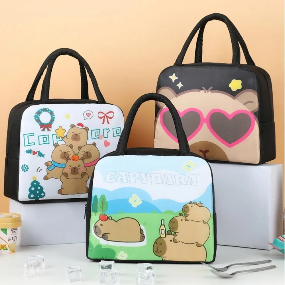 

Durable Oxford Cloth Capybara Lunch Bag 10 Colors Cartoon Pattern Cartoon Lunch Bag Thickened Thermal Insulation Bag Kids Adults