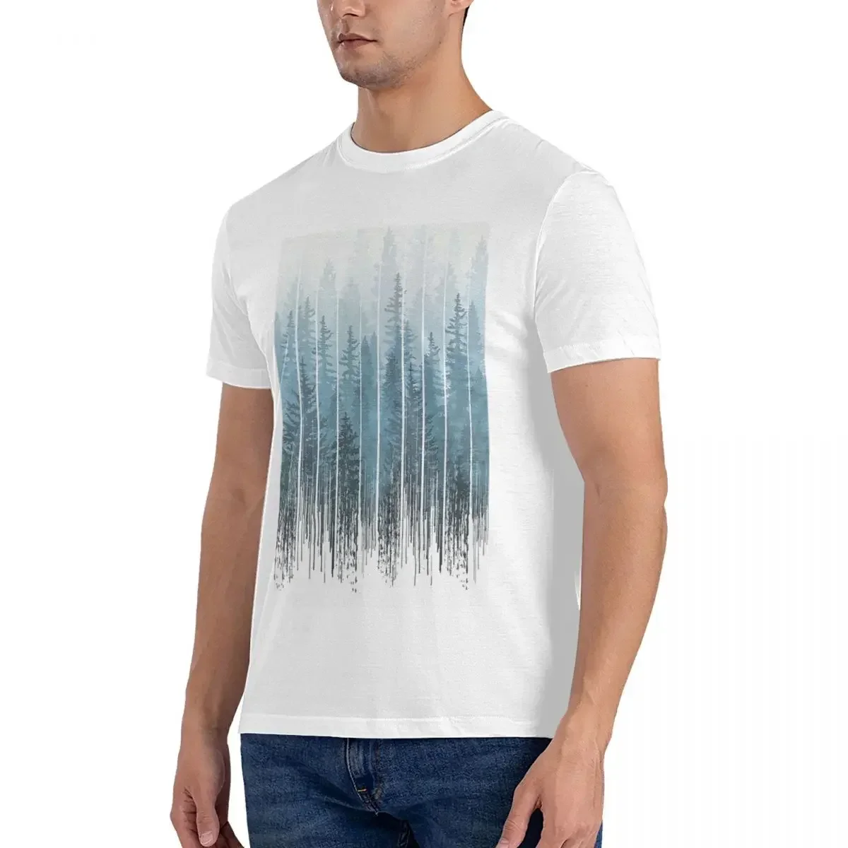 100% Cotton Grunge Dripping Turquoise Misty Forest T-shirt Men Classic Oversized T Shirt Men crew Neck Summer Shirts Tops S-6XL