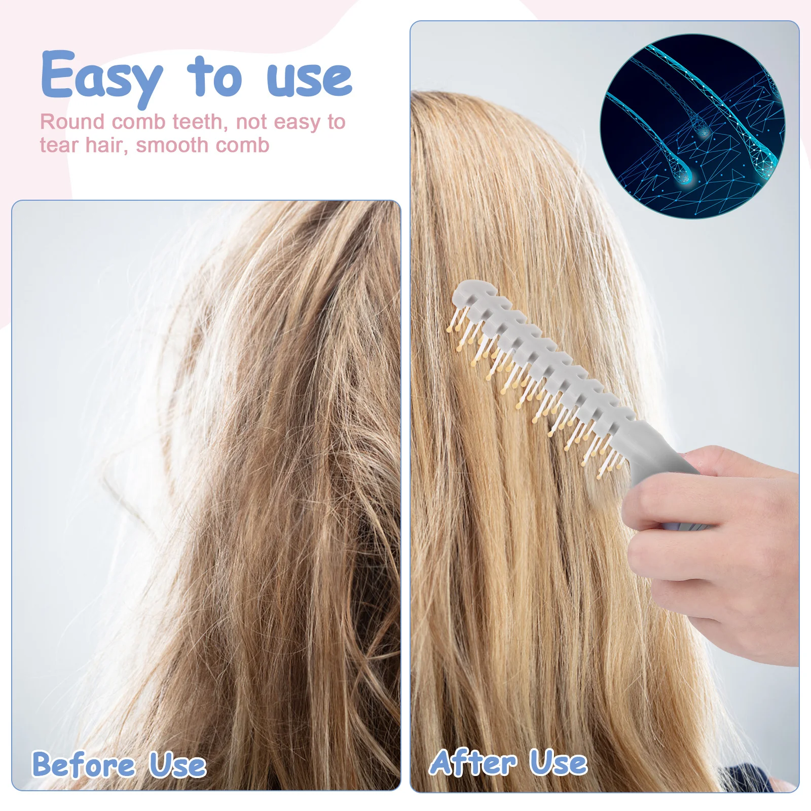 

5Pcs Foldable Double Tooth Hair Comb Portable Travel Styling Double Sided Wide Tooth Fold-Up Brush Travel Hairbrush