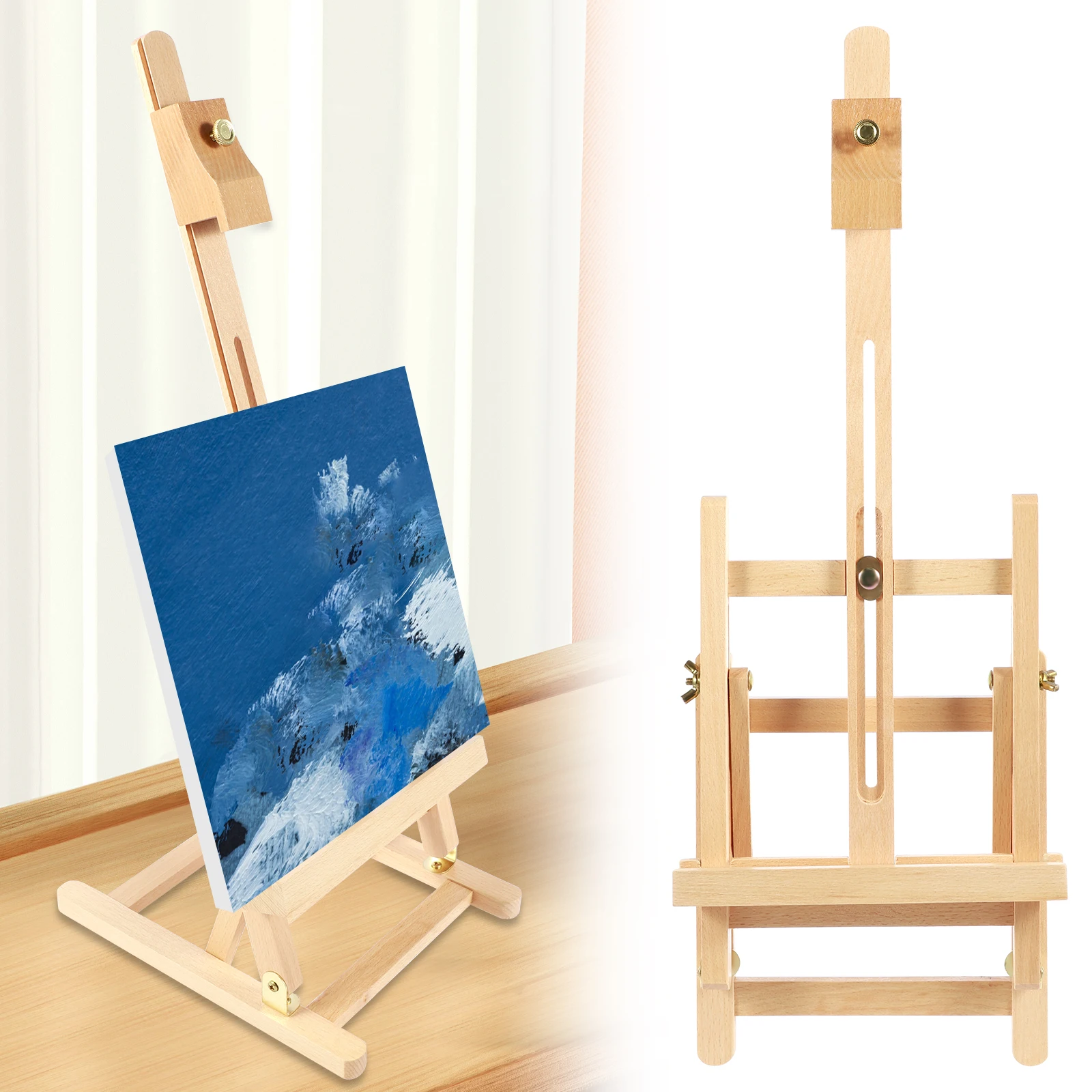 Wooden Desktop Art Easel Foldable Tabletop Easel Stand Portable Small Desktop Easel for Studio Classroom Outdoor Sketching