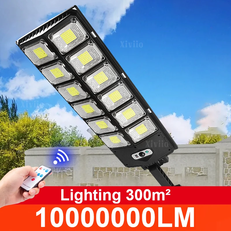 

New Super Powerful Outdoor Solar LED Light 10000000LM Solar Lamp 3 Mode Motion Sensor Sunlight Wall Light 300² Security Lighting
