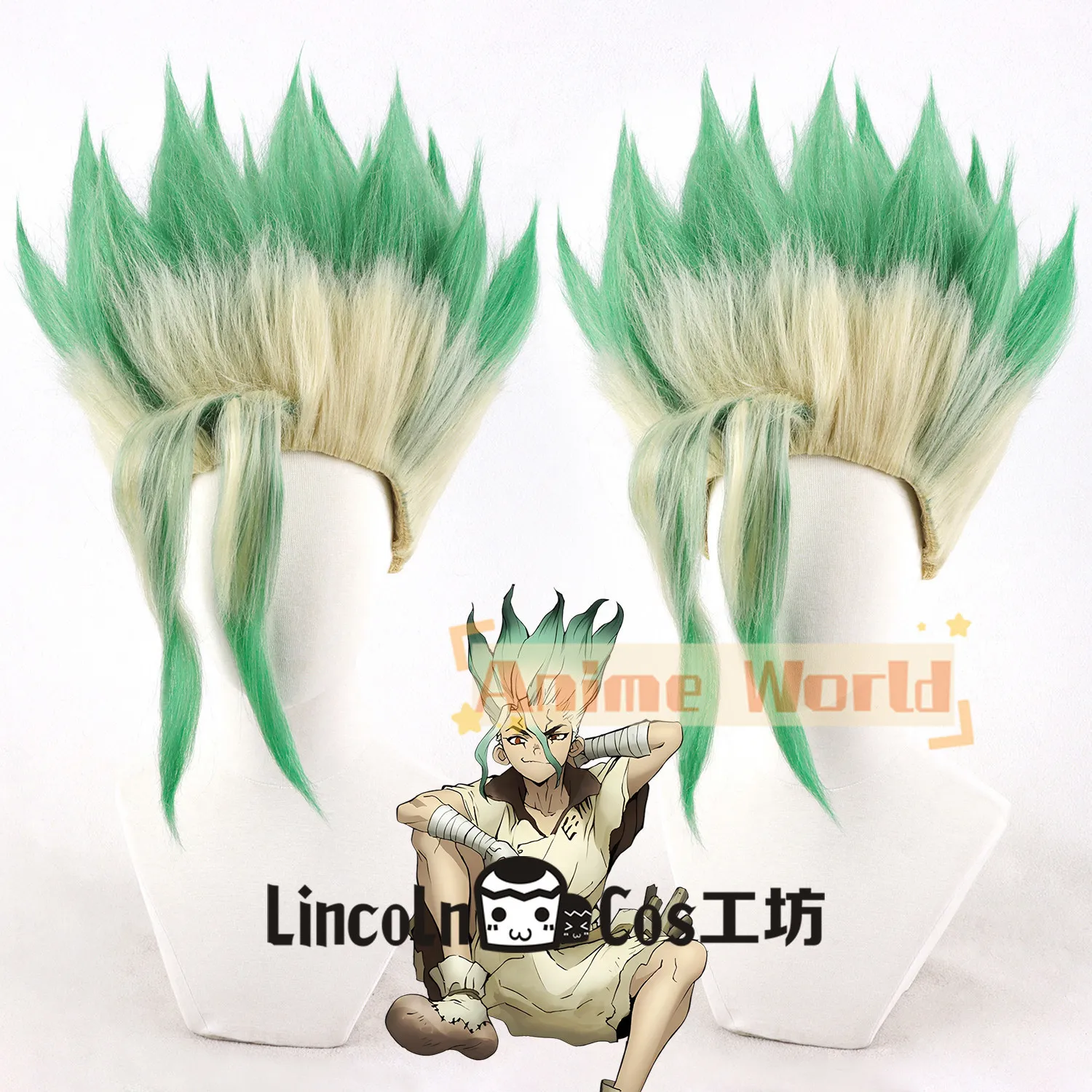 

Anime Senku Ishigami Cosplay Wig Halloween Carnival Party Props Synthetic Hair Heat Resistant Fiber + Wig Cap
