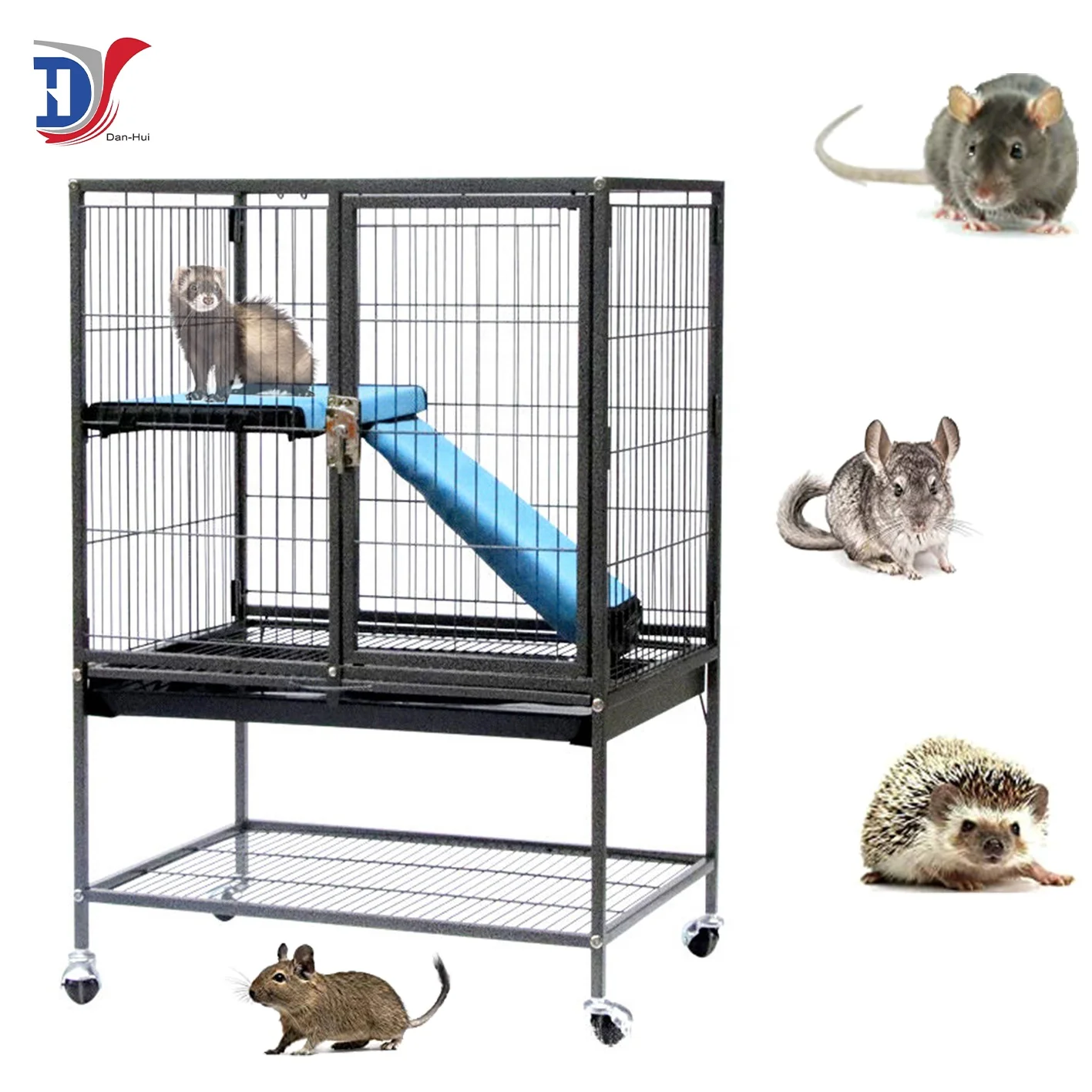 Hot Sale Pet Cage Ground Stall Flower and Market Small Pet Cage Wire Small Hamster Rabbit Carrying Small Iron Cage