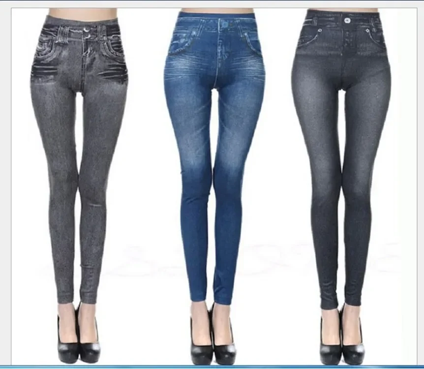 Leggings en jean taille haute sans couture pour femmes, jeggings élastiques, pantalons en denim, vêtements grande taille, printemps et automne