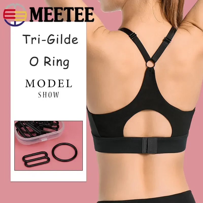 50Sets Metall O Ring BH Schnallen Teller Bikini Clip Verschluss Stecker Unterwäsche Strap Slider Dessous Hardware Nähzubehör