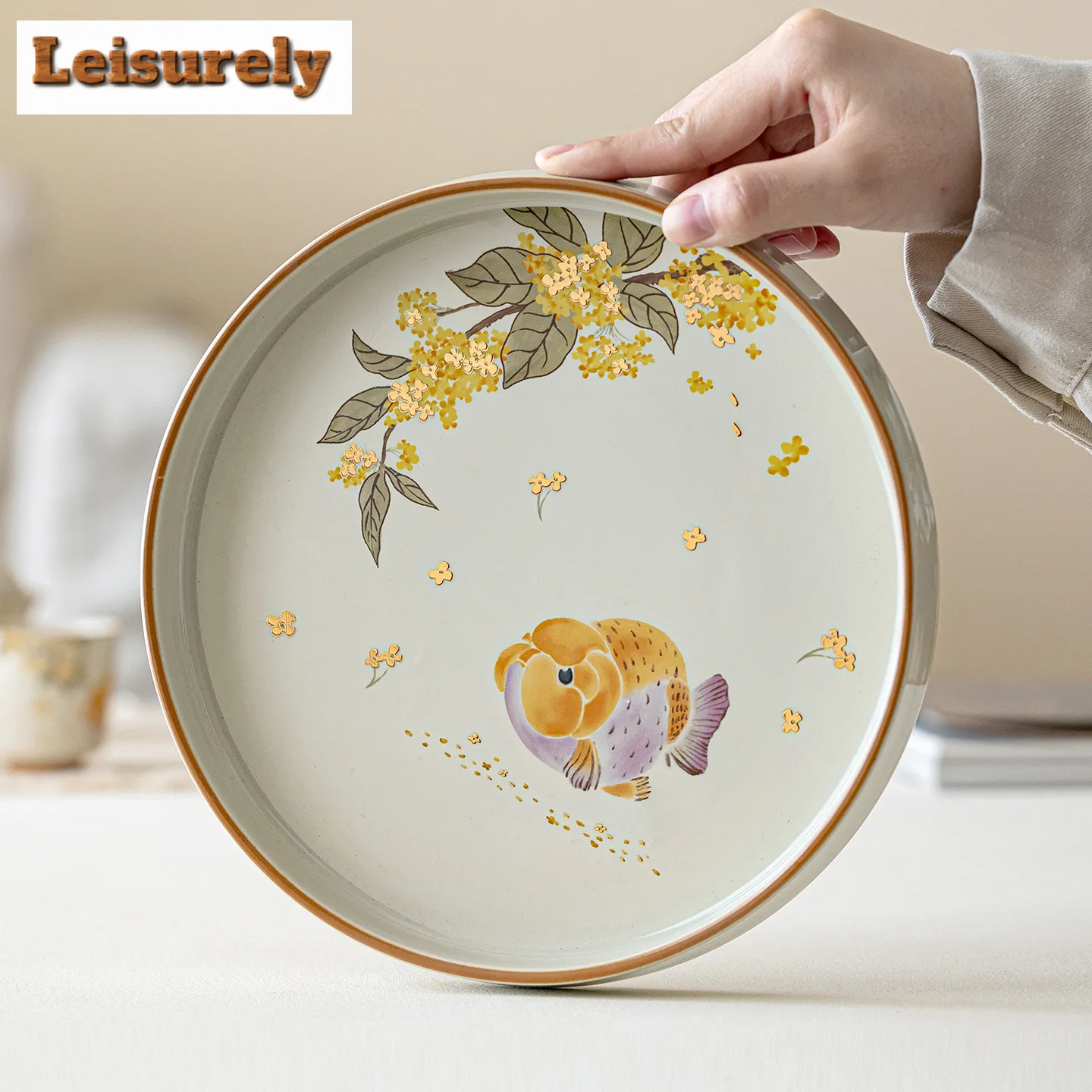 

Plant Ash Gold Osmanthus Fish Tea Tray Cake Rack Coffee Storage Board Organizers Desk Dishes For Serving Cafes Supplies Craft