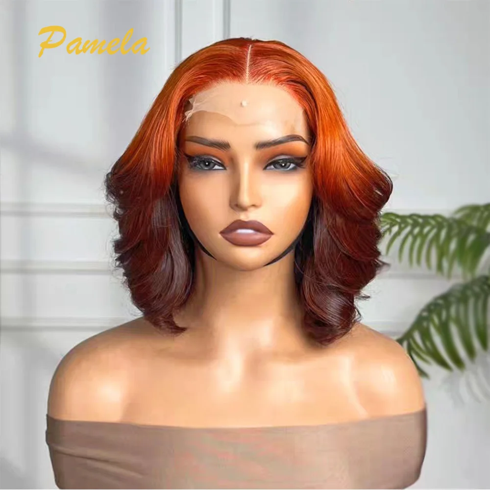 Ombre Blonde Loose Wave Lace Front Wig Reddish Brown Ginger Orange Color 13x4 HD Transparent Lace Front Human Hair Wig For Women