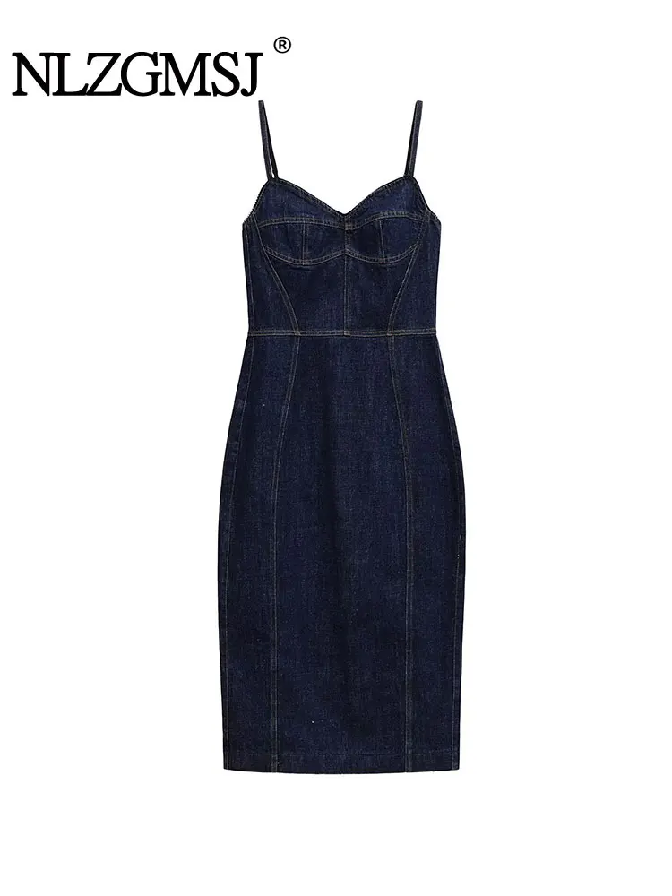 فستان نسائي صيفي عتيق موديل 2025 من قماش الدنيم بدون أكمام فستان كامي فيستدوس أنيق لحفلات الأعياد