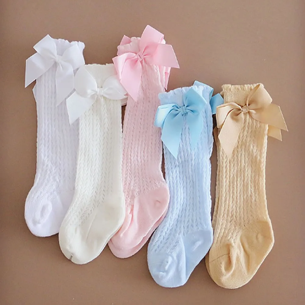 

Baby Socks Cute Bowknot Infant Cotton Bows Girls Knee Sock Spring Summer Mesh Kids Infant Toddler Knee High Socks Sokken