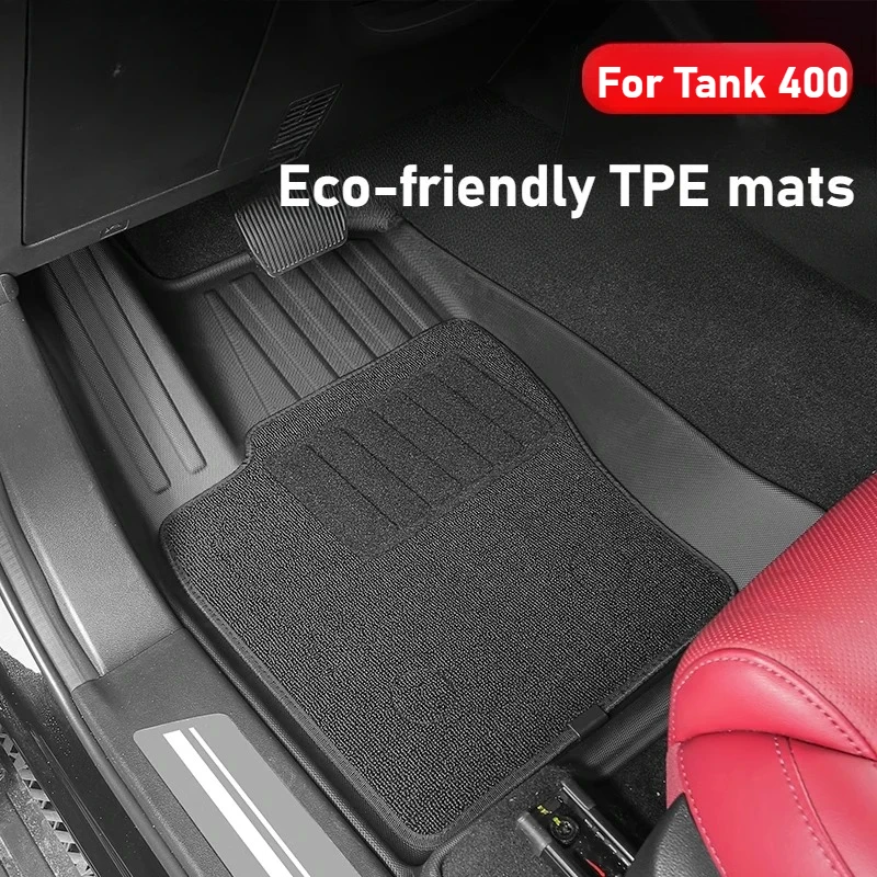 

For Tank 400Hi4-T Double Layer Black All Weather TPE Waterproof Floor Mats Car Interior Floor