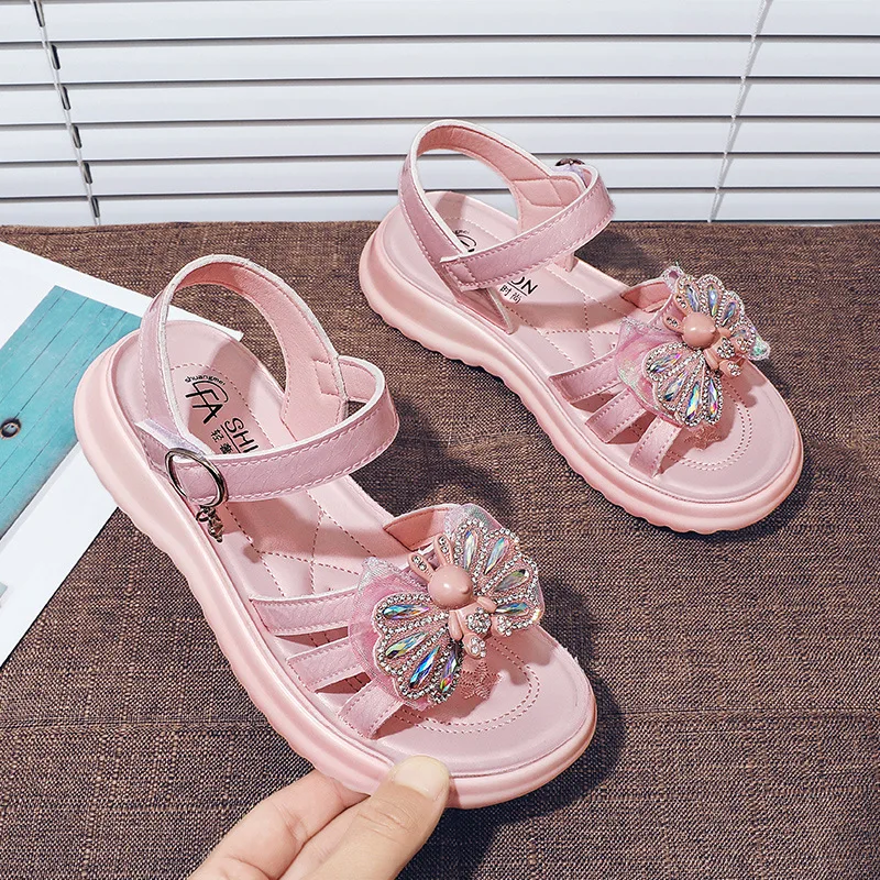 

Girls' Sandals 2024 Summer New Medium and Large Children's Soft Soled Sandals and Slippers for Girls Casual Fashion Beach Shoes