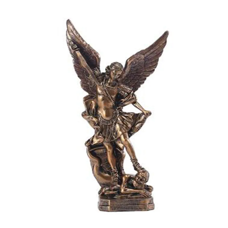 ERMAKOVA Bronze Angel and Demon Battle Statue Home Garden Resin Figurine Ornament Catholic Christmas Gifts