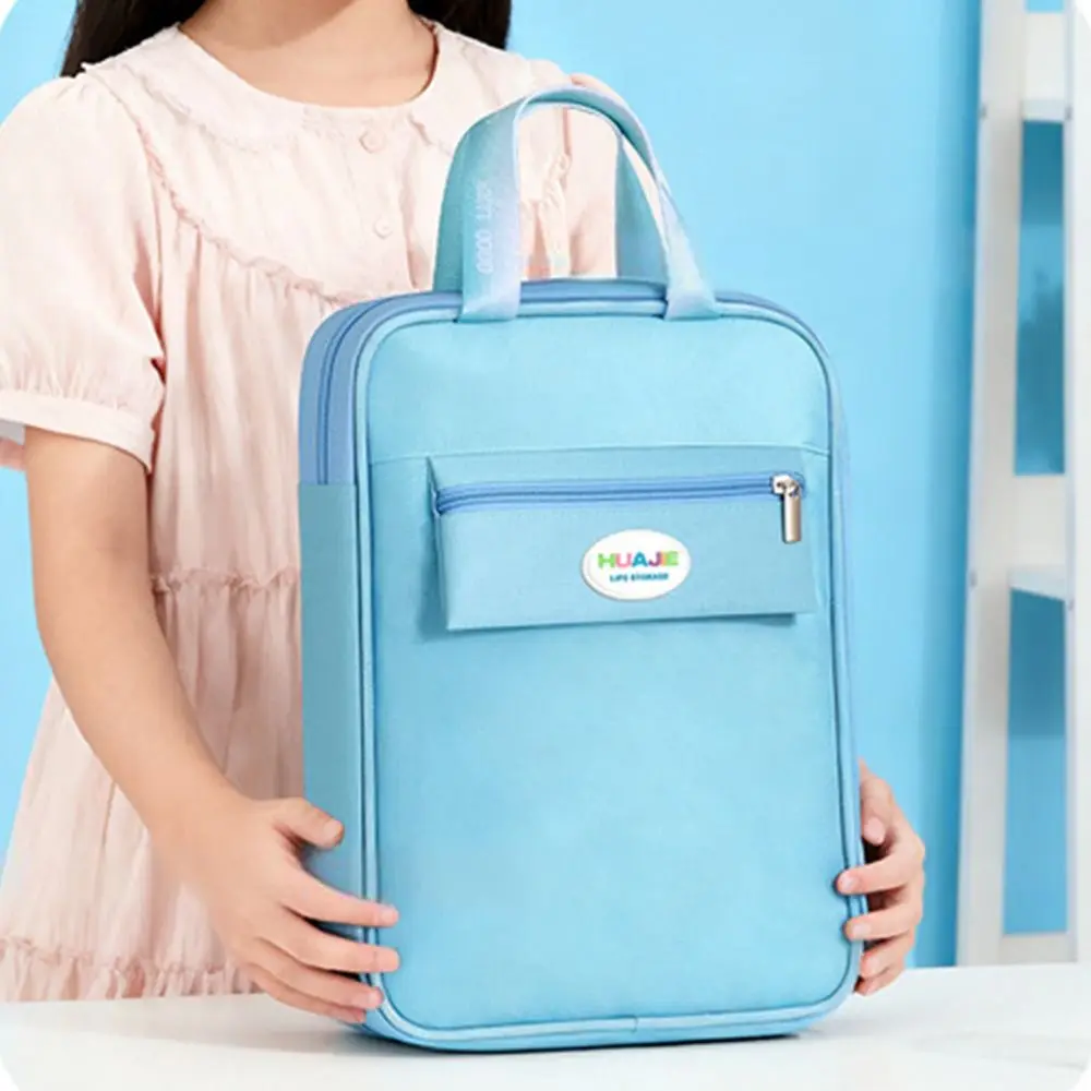 

New Wide Opening Handheld File Bag Multi-layer Waterproof Exam Paper Storage Bag Zipper Subject Organizer Student