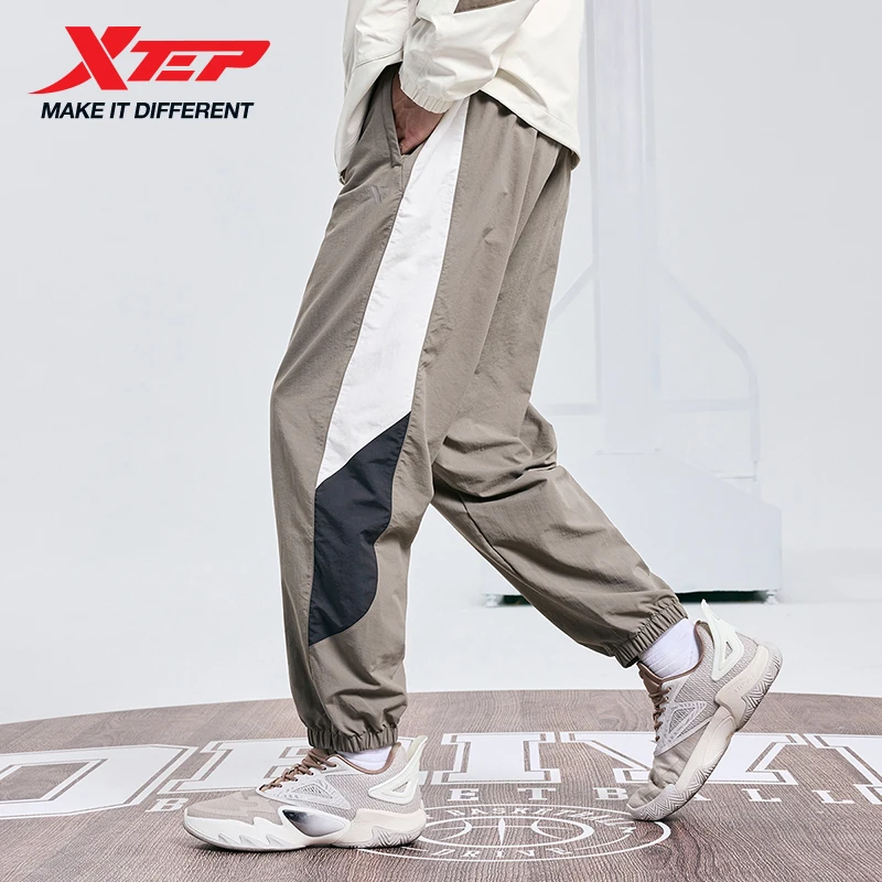 คร็อปแพนท์ Xtep สำหรับผู้ชายกางเกงบาสเก็ตบอล, กางเกงลำลองทรงหลวมระบายอากาศได้ดีสำหรับ2024ฤดูใบไม้ร่วง876329690054