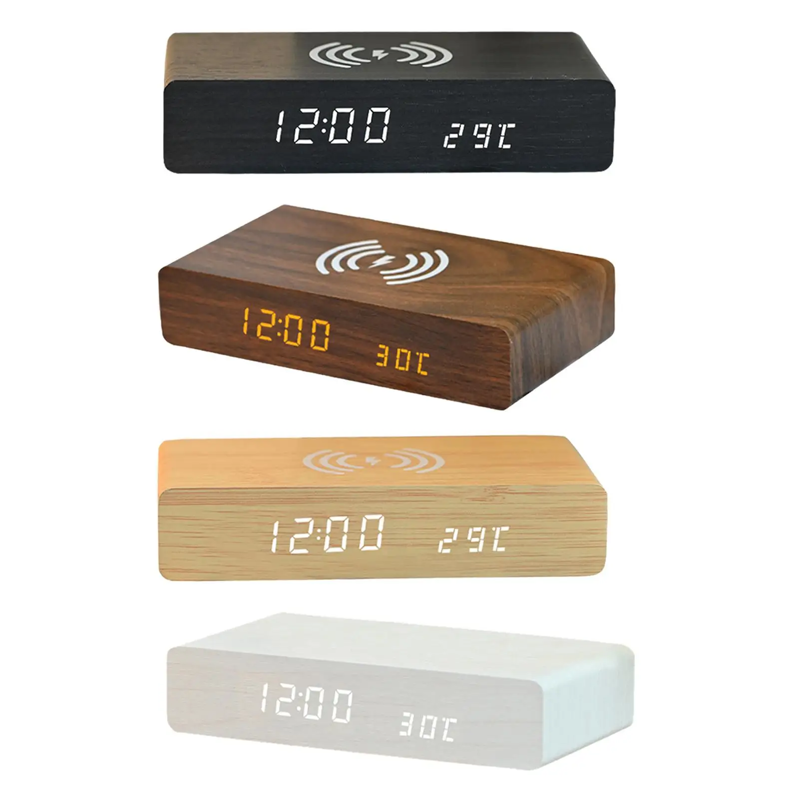 Reloj despertador con carga inalámbrica, tres ajustes de brillo, pantalla LED multiusos para apartamento, dormitorio, regalo, decoración, escritorio
