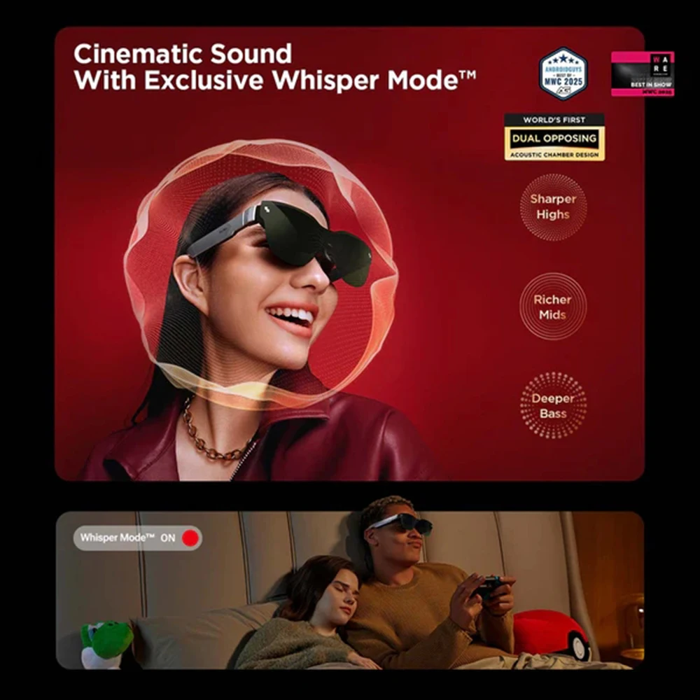 RayNeo Air 3S AR Glasses 201 بوصة شاشة عرض OLED صغيرة ثلاثية الأبعاد HD سينما خاصة تلفزيون الجيب للهاتف المحمول آلة ألعاب الكمبيوتر