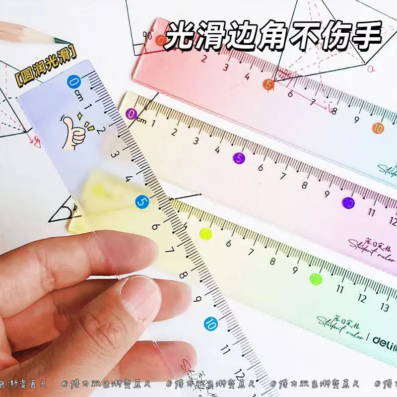 ✨4-in-1 Gradient Ruler Set - Protractor, Triangle & Straight Edge, Math Tools for Elementary Students (Pastel School Supplies)