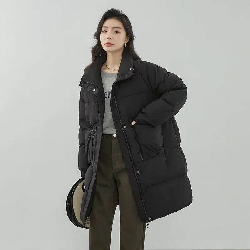 2026 Winter New StyleTrendy High End Solid Color Stand Up Collar Zipper Thickened Warm Outerwear Cross Border Women's Clothing