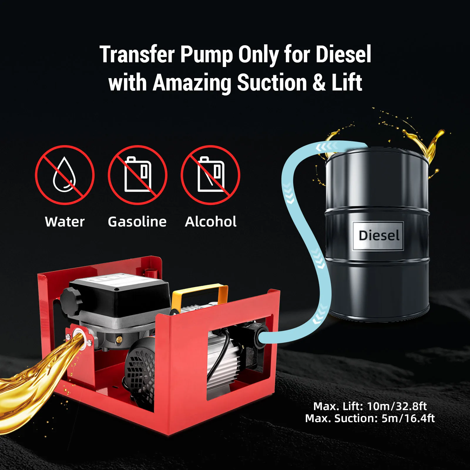 220v 550w Diesel transfer pumpe Heizöl pumpe Automatik pistole 60l/min elektrische selbst ansaugende Diesel pumpe Messkit 2800 U/min