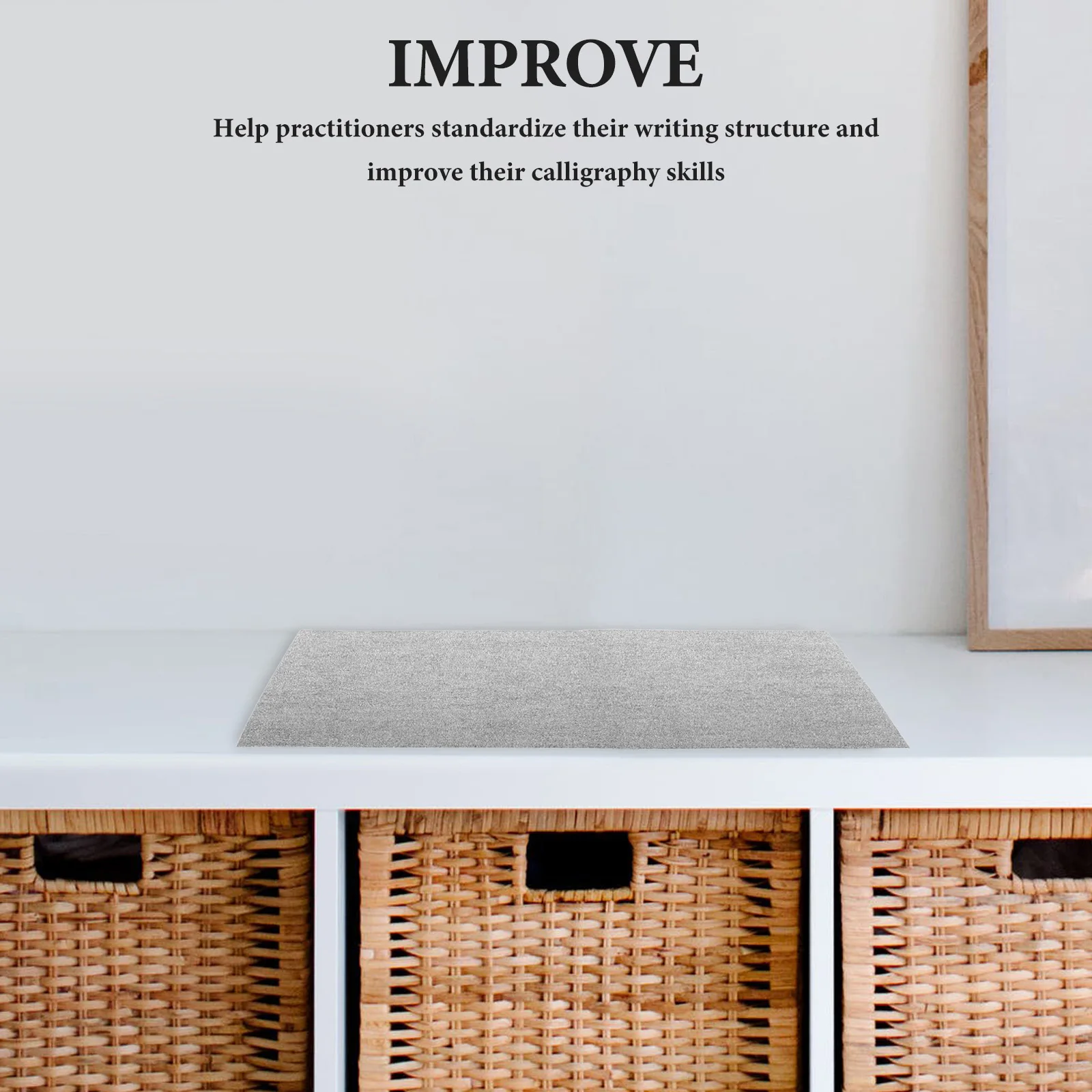 

Chinese Calligraphy Mat Reusable Writing Cloth Thick Desk-Protective Pad Imitation Xuan Paper For Students Beginners Grey