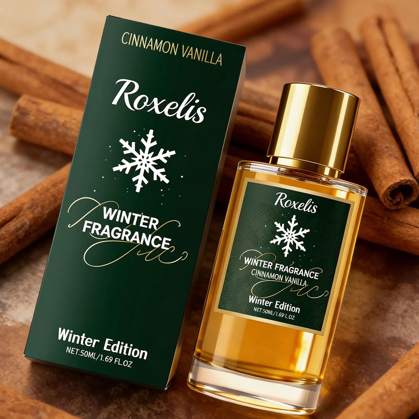 

Парфюм Roxelis 50 мл, лимитированная зимняя серия, аромат корицы и ванили, портативный, стойкий, свежий, элегантный, мини-формат