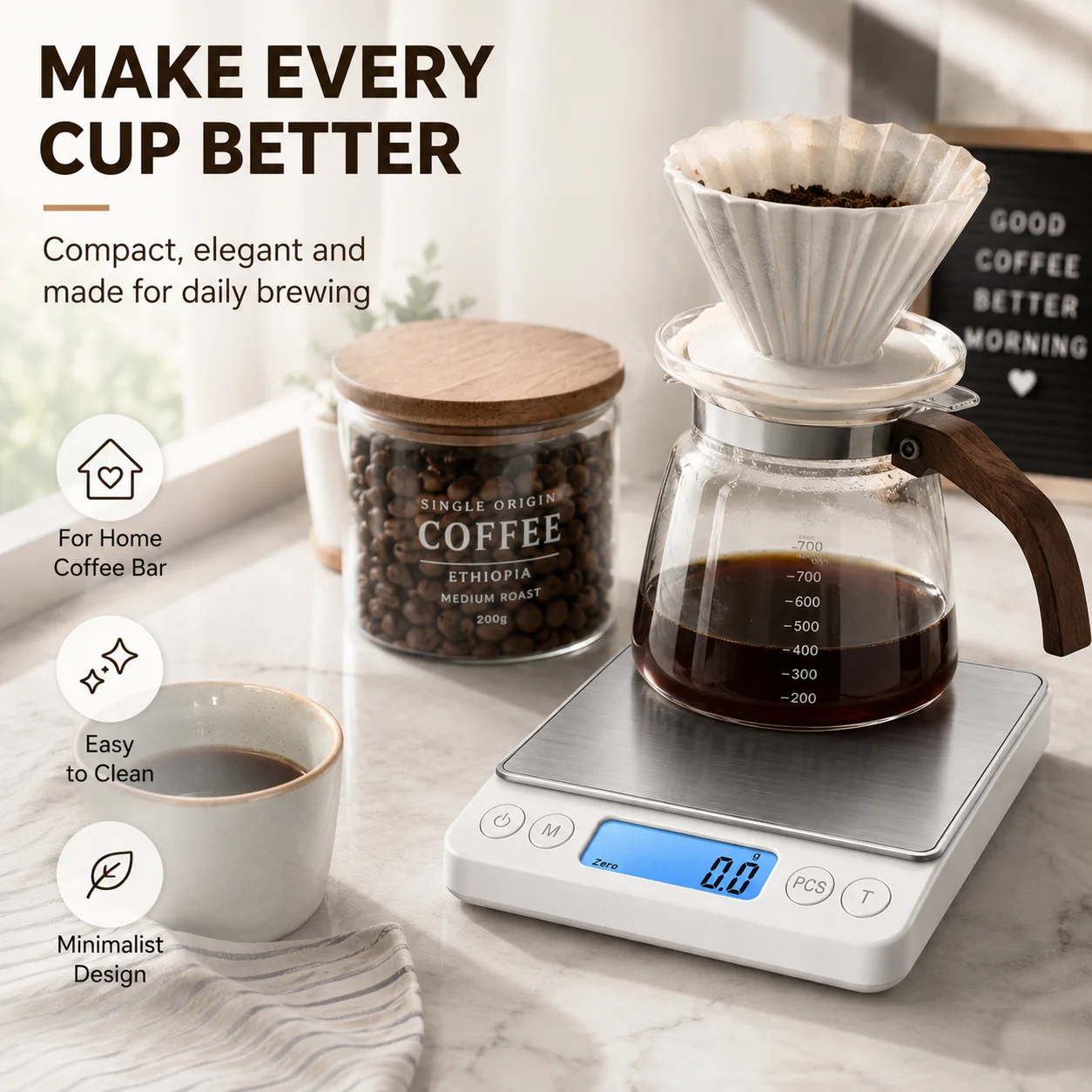 Digital Coffee Scale with Timer LED Screen Espresso USB 3kg Max.Weighing 0.1g High Precision Measures in Oz/ml/g Kitchen Scale