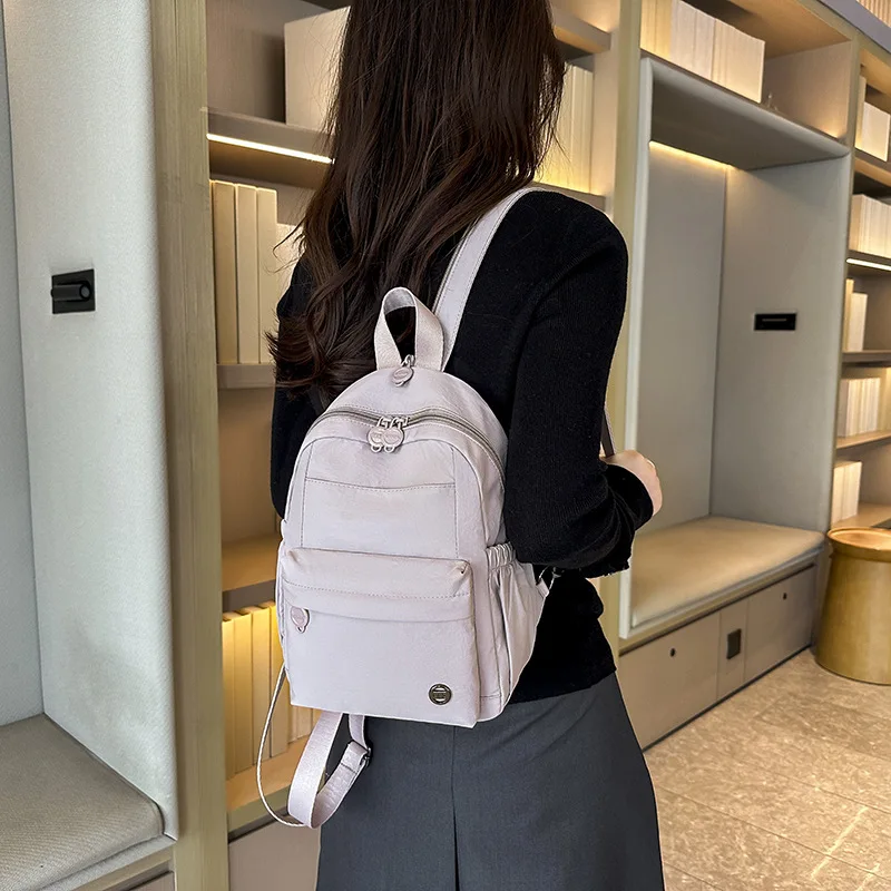 2026 New Korean Style Women Backpack, Simple Lightweight Waterproof Nylon Fabric, Multi-functional, Can Be Worn as Chest Bag view 3