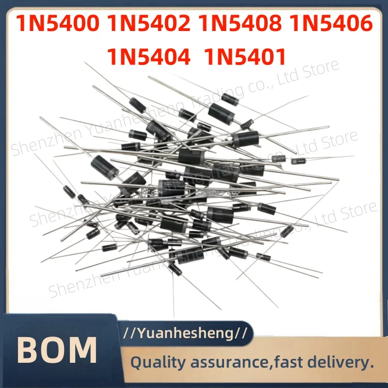 

100PCS/Lot Brand new and original 1N5408 1N5406 1N5402 1N5401 1N5400 3A 1000V 600V 400V 200V 100V Rectifier Diode Best quality