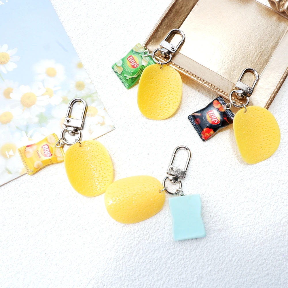 1pcs Cute Potato Chips Snacks Keychain Handmade Bag Jewelry DIY Gifts