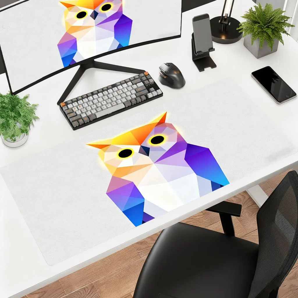 Metal Decor Owl Color Changing Mouse Pad HD Print Non Slip Rubber Washable Desk Mat For Gaming Laptop Office Multiple Sizes