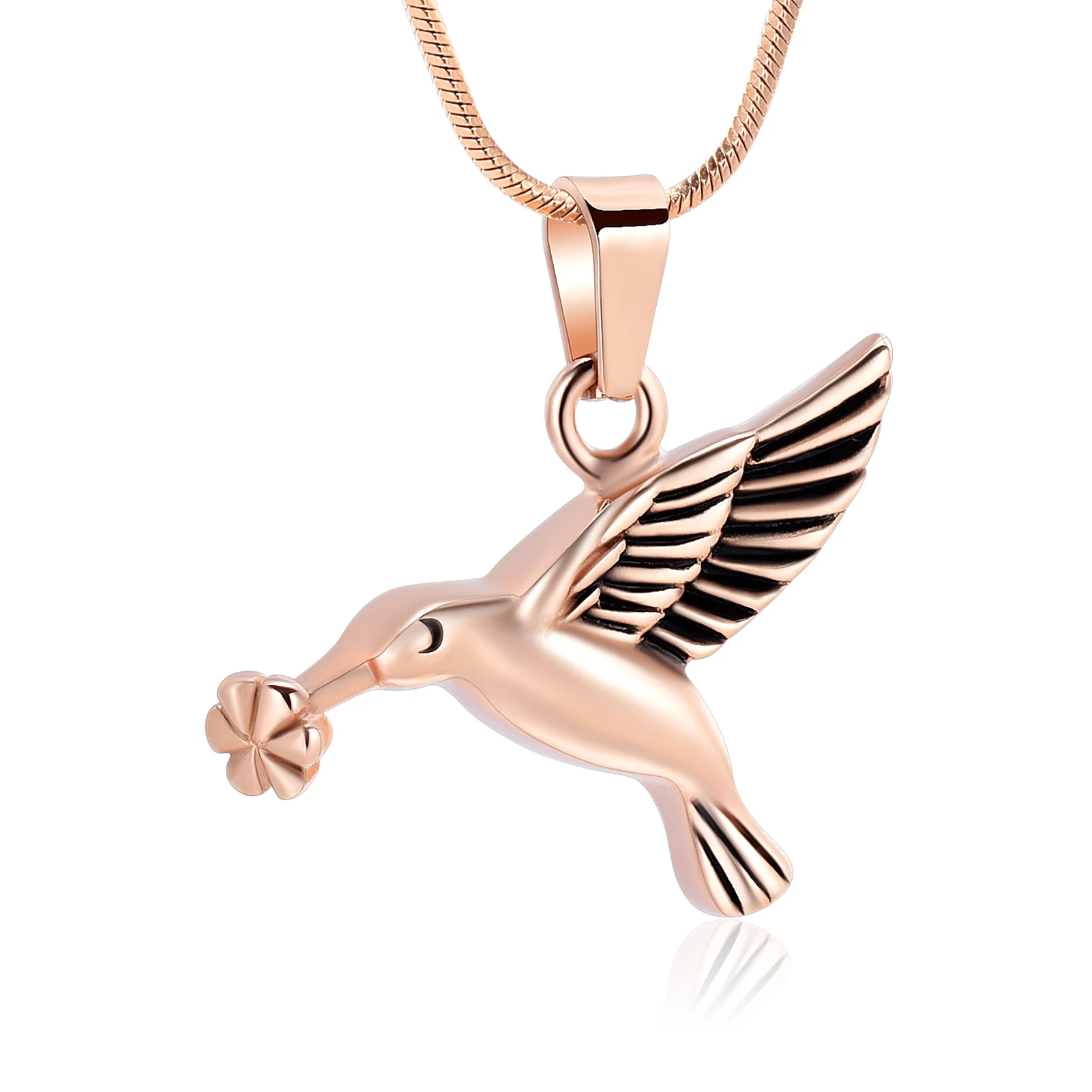 MJD8283 Memorial Jewelley Animal Cremation Jewelry for Pet Ashes Little Bird Carrying on A Flower