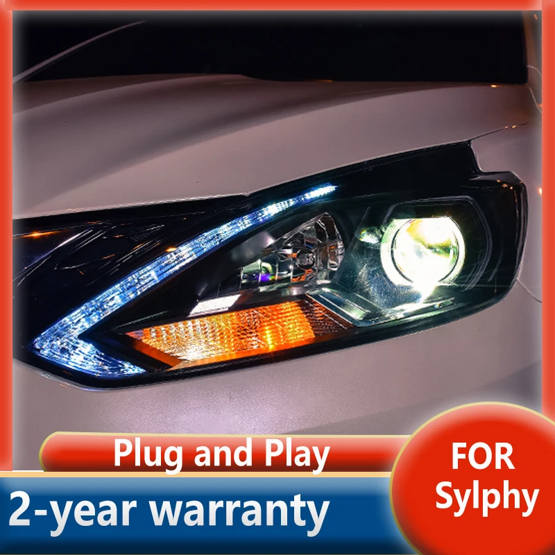 For Nissan Sylphy Headlights 2016 New Sentra LED Headlight DRL Hid Option  Angel Eye Beam Accessories Head Lamp