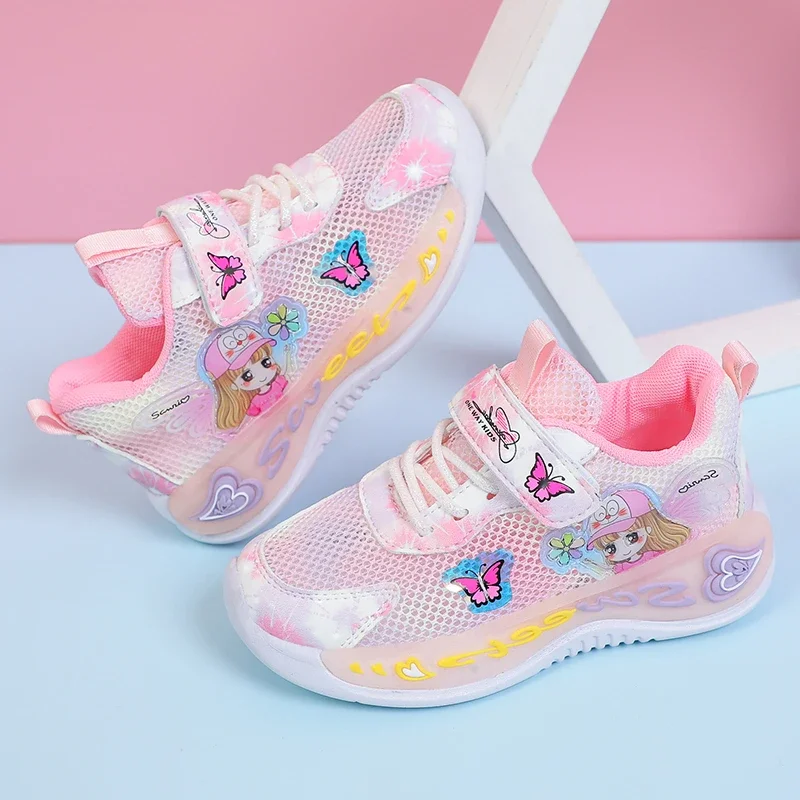 

2025 Summer Popular Shoes Girls Fashion Pink Cartoon Sneakers Kids Spring Sports Sneaker Children Casual Outdoor Shoes 25 To 35