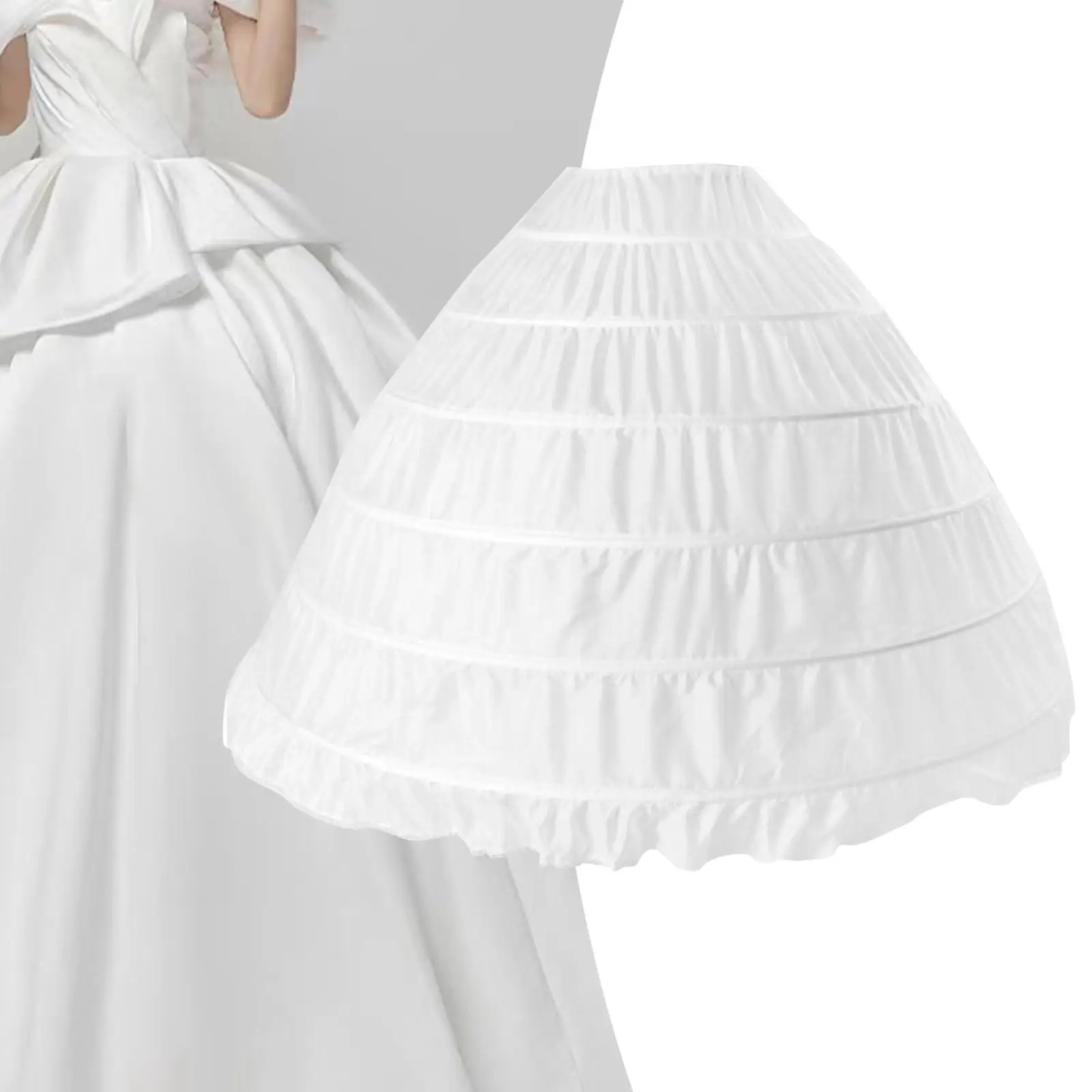 Women White Cage Hoop Skirt Petticoat Underskirt Crinoline for Lolita Dress Cosplay Party Ball Gown Support