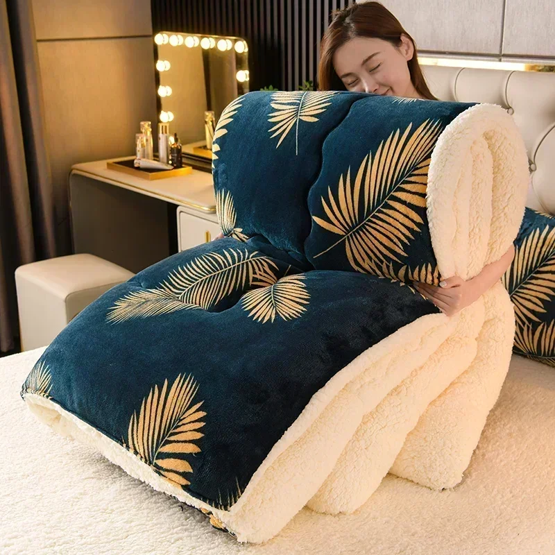 

Leaf Super Thick Warm Autumn Winter Blankets for Beds Lambswool Thicken Warmth Blanket Soft Fluffy Weighted Blanket Comforter