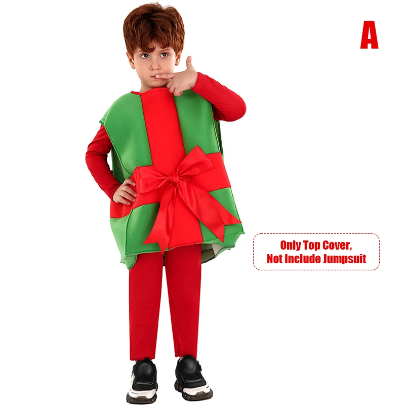 New Year Kids Christmas Costume Santa Claus Gift Box Cosplay Perform Clothing Christmas Carnival Party Fancy Dress For Girl Boy