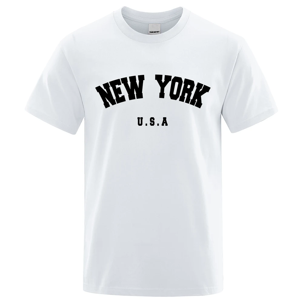 

U.S.A New York USA City Street Printed T-Shirts For Men Loose Oversized T Shirt Fashion Breathable Short Sleeve Cotton Clothing